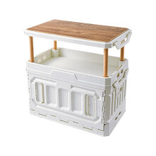 Collapsible Storage Box with Doors, Stackable Folding Bin for Clothing, Snacks and Car Trunk