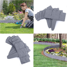 Gartenzaun Rand Kunststoff Steinoptik Begrenzung 24,5x23cm 5 Stück