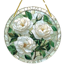 2D-Acryl-Pfauen/Blumen-Sonnenfänger, Buntglas-Fensterbehang,-5 A