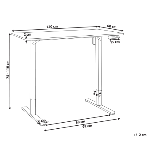 Beliani Electric Adjustable Standing Desk TAVARES 120 cm 60 cm White 2