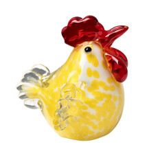 Glass Chicken Figurines Blown Glass Rooster Sculpture-Yellow
