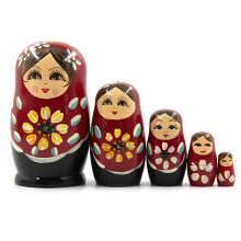 Veritable Russian Stacking Dolls Colorful Sunflowers Designs 5