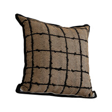 Artistic Handwoven Cushion Cover With Checkered Pattern-square