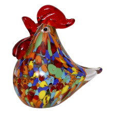 Cute Glass Rooster Statue Artisanal Craft Colored Glaze-No. 6