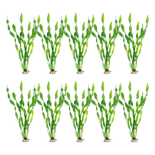 10pcs Realistic Spirals Water Plant with Ceramic Base for-Green