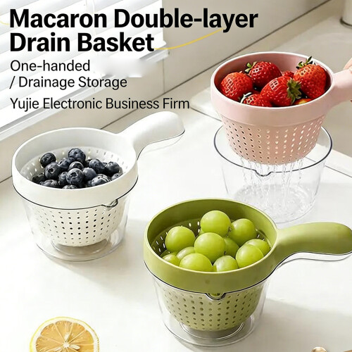 Ergonomic Double Layer Food Container Fruit Basket For-White 2