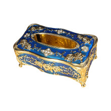 Boîte à mouchoirs classique d'inspiration européenne-bleu doré