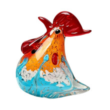 Glass Chicken Figurines Blown Glass Rooster Sculpture-Blue Sand