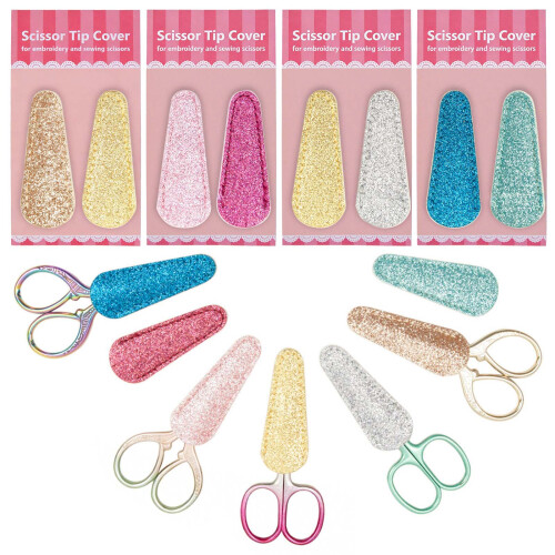 Portable Leather Scissors Case For Easy-Dark blue mint green 2