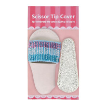 Leather Embroidery Scissor Case Protective Cover-blue silver