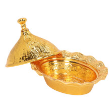 Vintage-Zinklegierung Gold Zuckerschale mit Deckel für Hochzeitsdekoration
