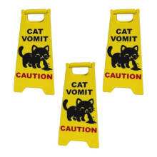 3Pcs Cats Vomit Caution Signs Cats Vomits Warning Signs Desk-B