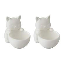 Plastic Kitten Shape Planter Holder Storage Bucket-White