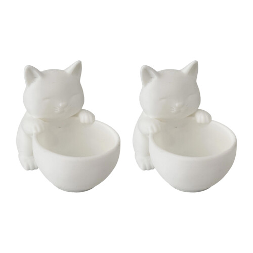 Plastic Kitten Shape Planter Holder Storage Bucket-White