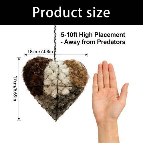 Decorative Yard Bird Nest Heart Shape Refillable Bird-Style2 1