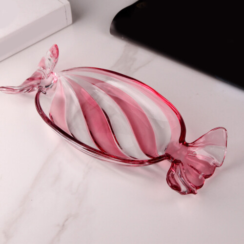 Christmas Platter Dish Glass Peppermint Candy Serving-S Red 1