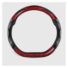 Car Steering Wheel Cover Set Car Steering Wheel Cover D Type Wood Grain Carbon Fiber Leather Breathable Moisture Removal Car Interior (Color : 2)