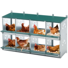 8 Compartment Chicken Nesting Boxes, Wall Mount Galvanized Steel Poultry Nest Box with Ventilation and Secure Lid