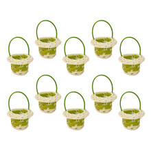 10Pcs Cute Handled Plastic Baskets Waterproof and Stylish-Green