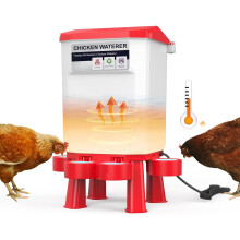 Heated Poultry Waterer 3 Gallon Automatic Winter Dispenser with Four Cups and Detachable Legs