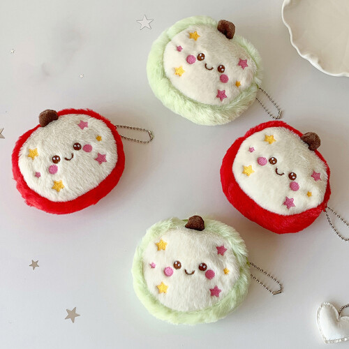Miniature Plush Apples Design Holder Storage Pouch For-Green 1