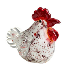 Geblasenes Glas-Huhn-Figur, handgefertigte-Weiß