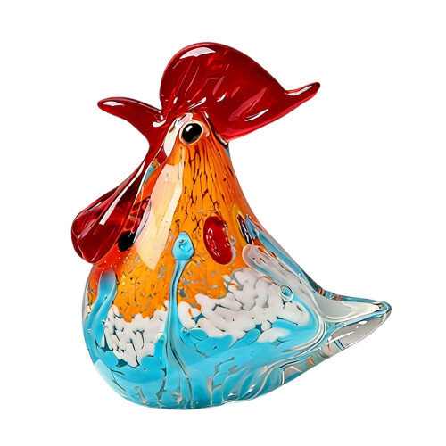Geblasenes Glas-Huhn-Figur, handgefertigte-Blauer Sand