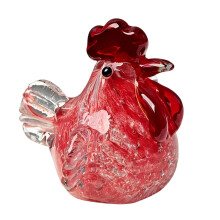 Figurines de coq assis, statue de poulet en verre soufflé-Rouge