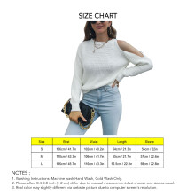 Langarm-One-Shoulder-Strickpullover für Damen – Größe L, Weiß