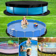 10ft Above Ground Pool Cover with Liner Pad, Durable Round Solar Cover with Drawstring and Straps