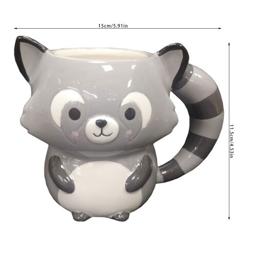 Artistic Animal Design Ceramic Mug Raccoons Shape Drinking 2