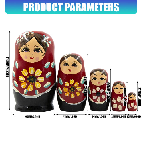 Veritable Russian Stacking Dolls Colorful Sunflowers Designs 5 1