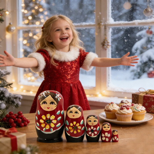 Veritable Russian Stacking Dolls Colorful Sunflowers Designs 5 2