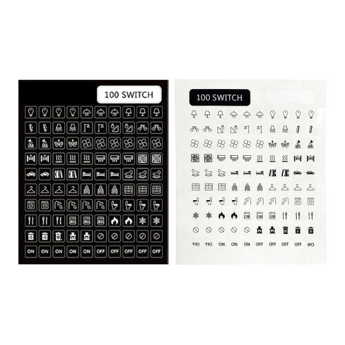 100Pieces Clear Transparent Light Switchs Label Sticker-Black 2
