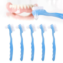 Senior Portable Denture Brush 5pcs Double Sided Blue Dental Cleaner for Elderly