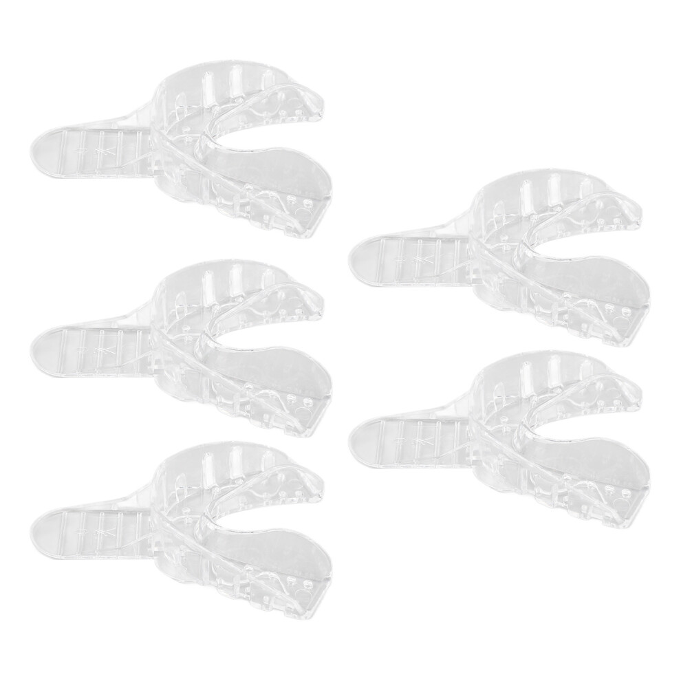 Disposable Plastic Dental Impression Tray 5pcs Lower Teeth  for Denture Repair, Perforated Transparent