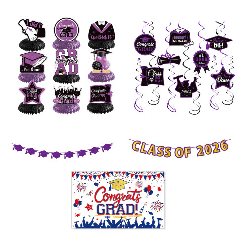 Bright Graduation Party Pack Including-graduation cap flag 1