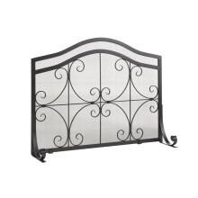 Black Foldable Fireplace Screen with Mesh, Decorative Spark Guard for Ember Protection and Safety