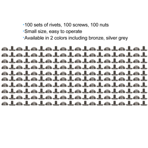8mm Leather Rivets Kit 100 Sets Hard Alloy Silver Grey Decorative 2