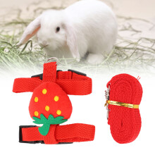 Cute Nylon Strawberry Rabbit Harness Leash with Stainless Steel Hook for Pets