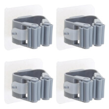 4PCS Mop and Broom Holder Wall Mount, Self Adhesive No Drilling Organizer Rack with Anti Slip Grip