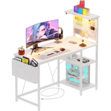 Gaming Desk 100 x 50 cm with Pegboard & Power Outlet & LED Light