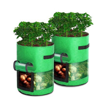 2 Pack 10 Gallon Potato Grow Bags with Harvest Window and Handles, Breathable Fabric Plant Pots