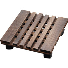Heavy Duty Wooden Plant Caddy with Lockable Wheels, 30cm Square Stand for Indoor and Outdoor Use