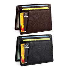 Ultra Thin Leather Credit Card Holder with ID Window, 10.5x8.2cm