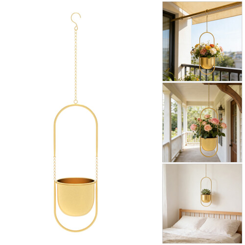 Versatiles Wall Mounted Plant Basket With Hook Iron Wall-gold 2