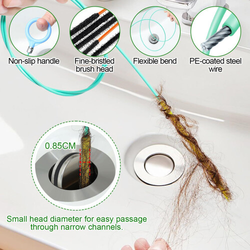 MultiPurpose Drain Unclogging Tool Brush For Home Commercial Use 1