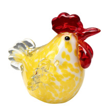Glass Rooster Chicken Figurines Home Country Decors Hand-Yellow