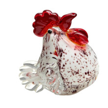 Glass Chicken Figurines Hand Blown Art Glass Rooster-White