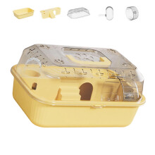 Durability Plastic Hamster Cage Double Layer Portable-Yellow